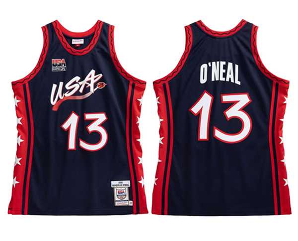 Men%27s USA Team #13 Shaq O%27Neal Navy 1996-97 Stitched Basketball Jersey